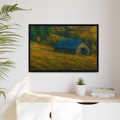 Framed Matte Canvas Print, Rustic Artwork, Farmhouse Decor, Nature Wall Art, Gift for Home, Autumn Decor, Landscape Painting
