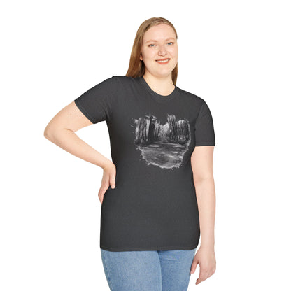 Minimalist Nature-Inspired Unisex Softstyle T-Shirt, Casual Wear, Everyday Style, Gift for Nature Lovers, Eco-Friendly Fashion
