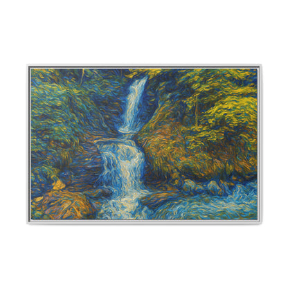 Framed Canvas Art, Majestic Van Gogh Style Waterfall Landscape Wall Decor, Nature Lover Gift, Home Office Artwork, Living Room Decoration - TRV