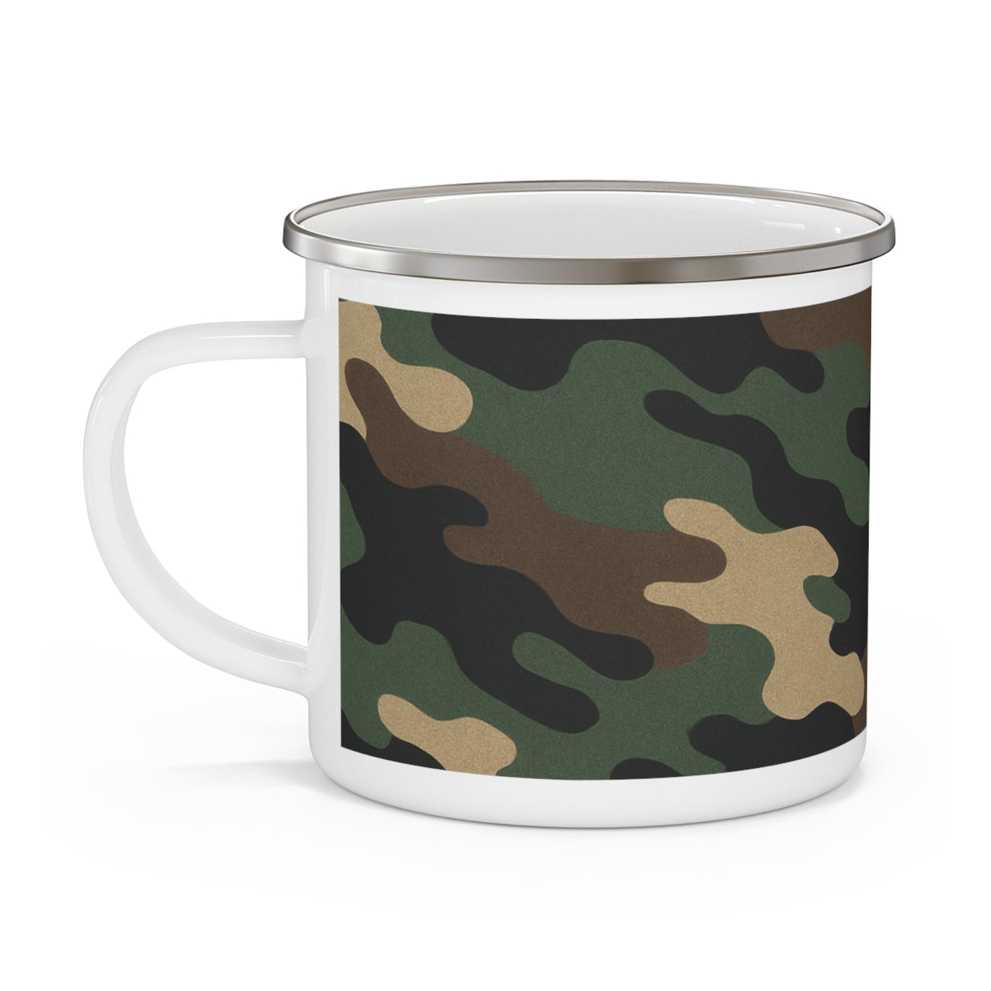 Camouflage Enamel Camping Mug - Adventure Gear, Outdoor Enthusiast Gift, Hiking Accessories, Travel Mug, Rustic Home Decor - TRV
