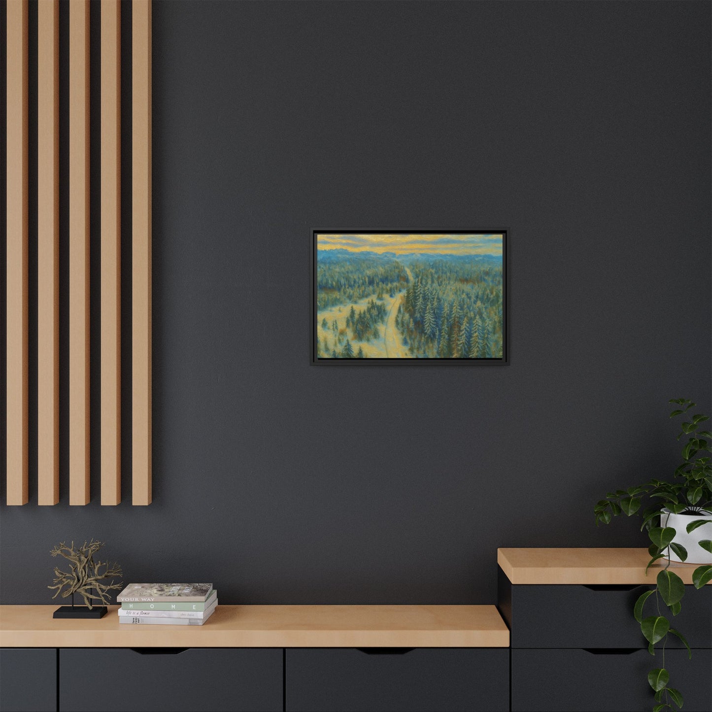 Framed Matte Canvas Art Print, Tranquil Forest Landscape, Home Decor for Nature Lovers, Wall Art for Living Room, Gift for Art Enthusiasts - TRV