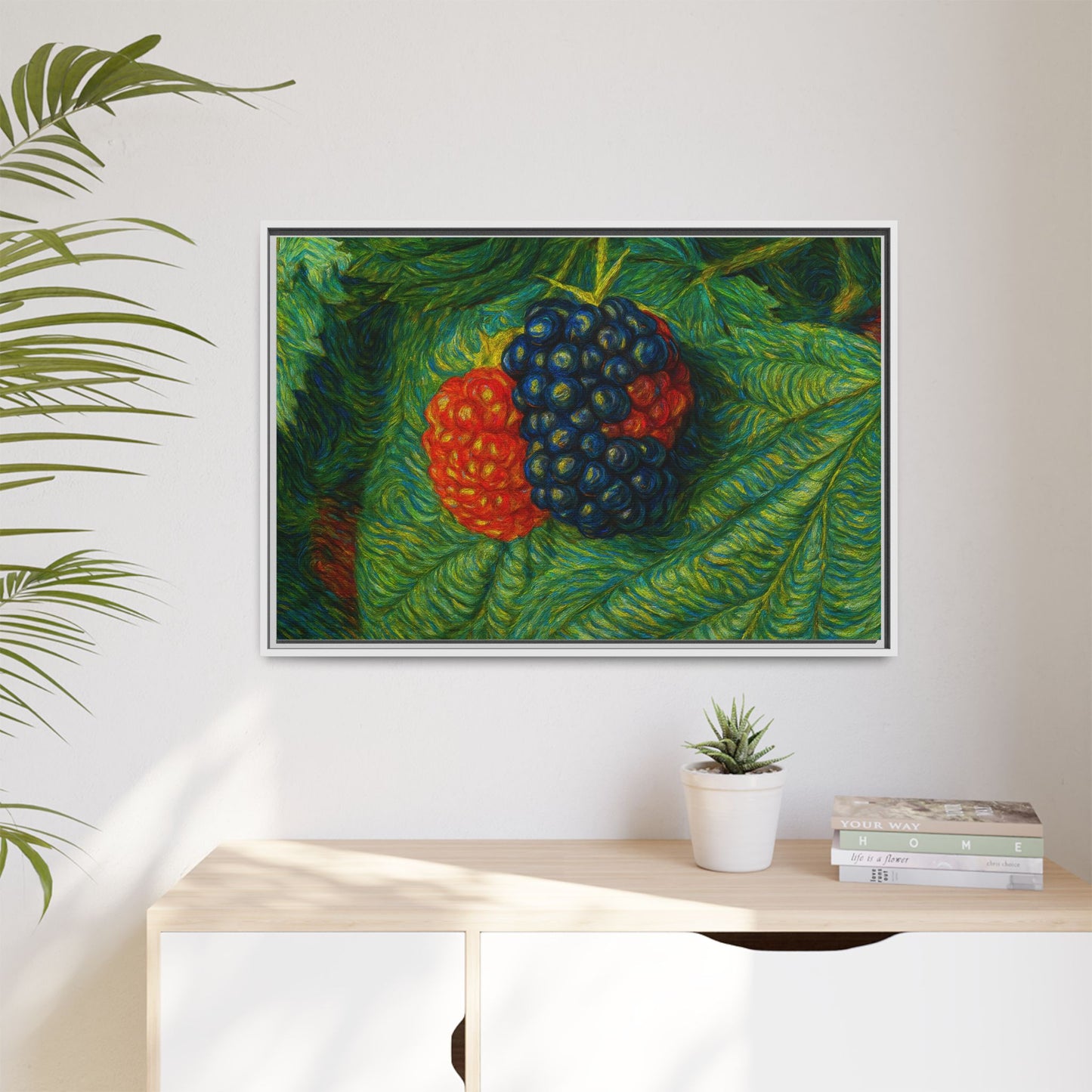 Van Gogh Style Blackberry Canvas Art, Framed Wall Decor, Botanical Print, Summer Home Decor, Gift for Garden Lovers - TRV