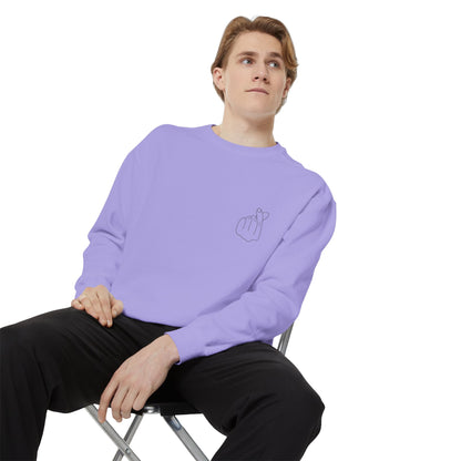 Minimalist Peace Hand Sweatshirt — Small Chest Line Art Crewneck