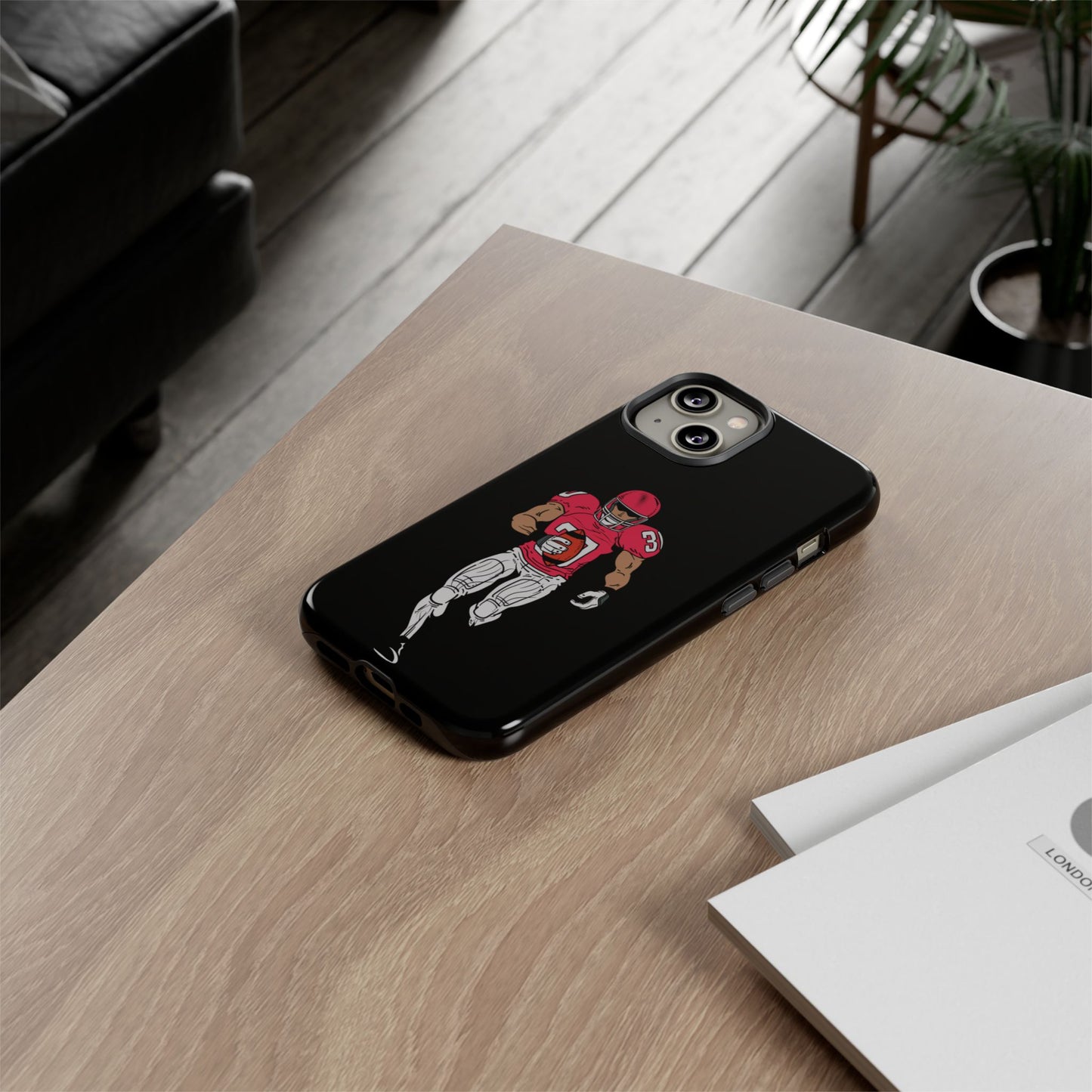 Football Player Tough Phone Case – Protective Black Sports iPhone Case