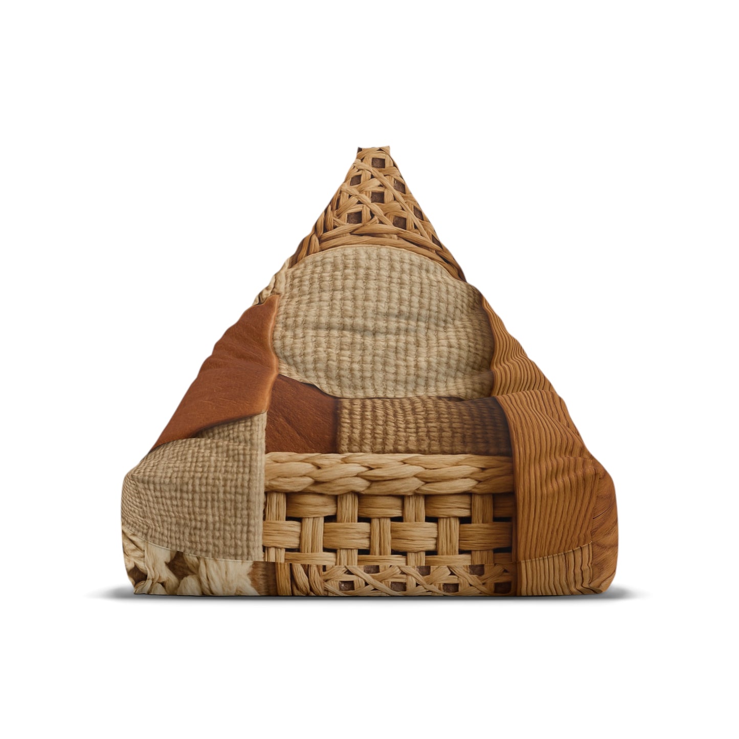 Woven Patchwork Texture Bean Bag Chair Cover | Rustic Boho Home Decor