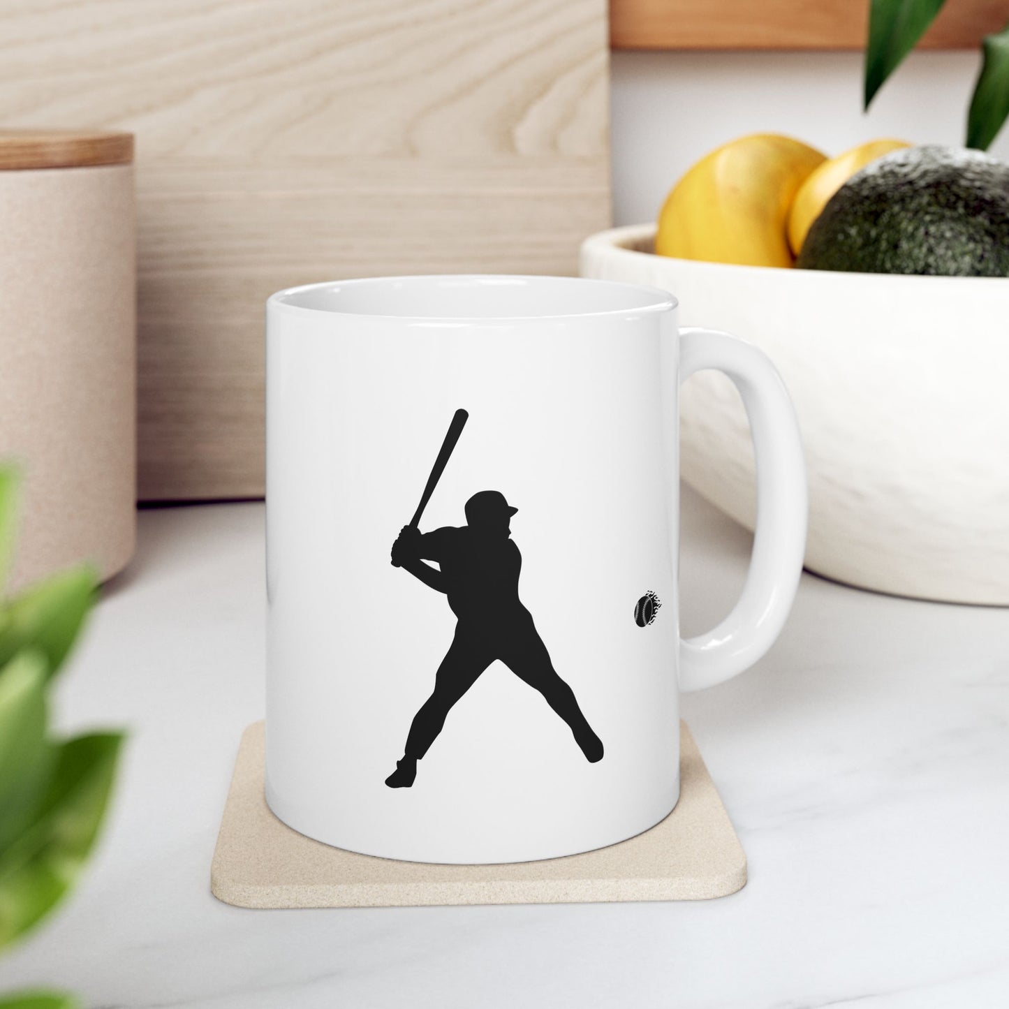 Baseball Ceramic Mug, Unique Gift for Art Lovers, Coffee Tea Cup, Home Decor, Minimalist Design, Ideal for Birthdays and Holidays