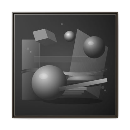 Monochrome Geometric Spheres Canvas Framed Wall Art | Matte Print