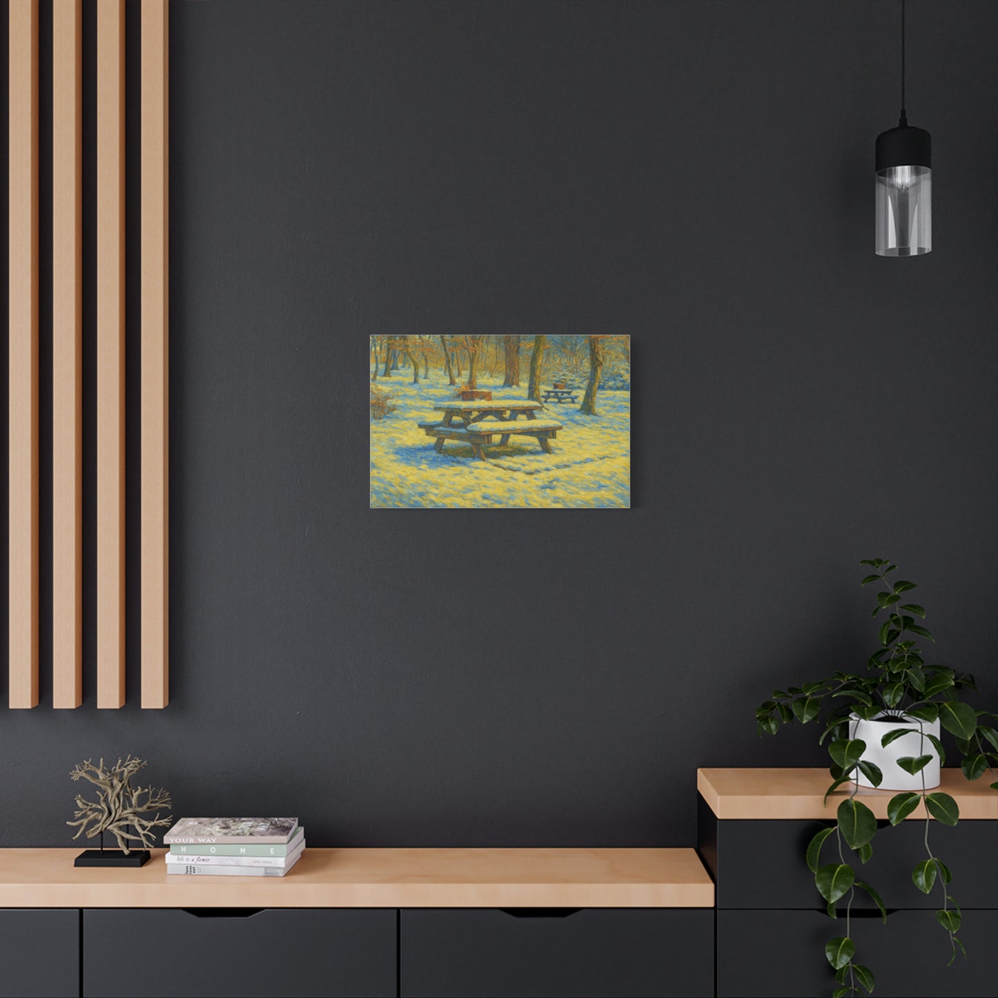 Winter Picnic Canvas Art Print, Cozy Home Decor, Seasonal Wall Art, Nature-Inspired Artwork, Perfect for Holidays - TRV