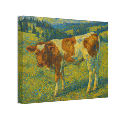 Artistic Cow Canvas Wall Art - Farmhouse Decor, Calf Painting