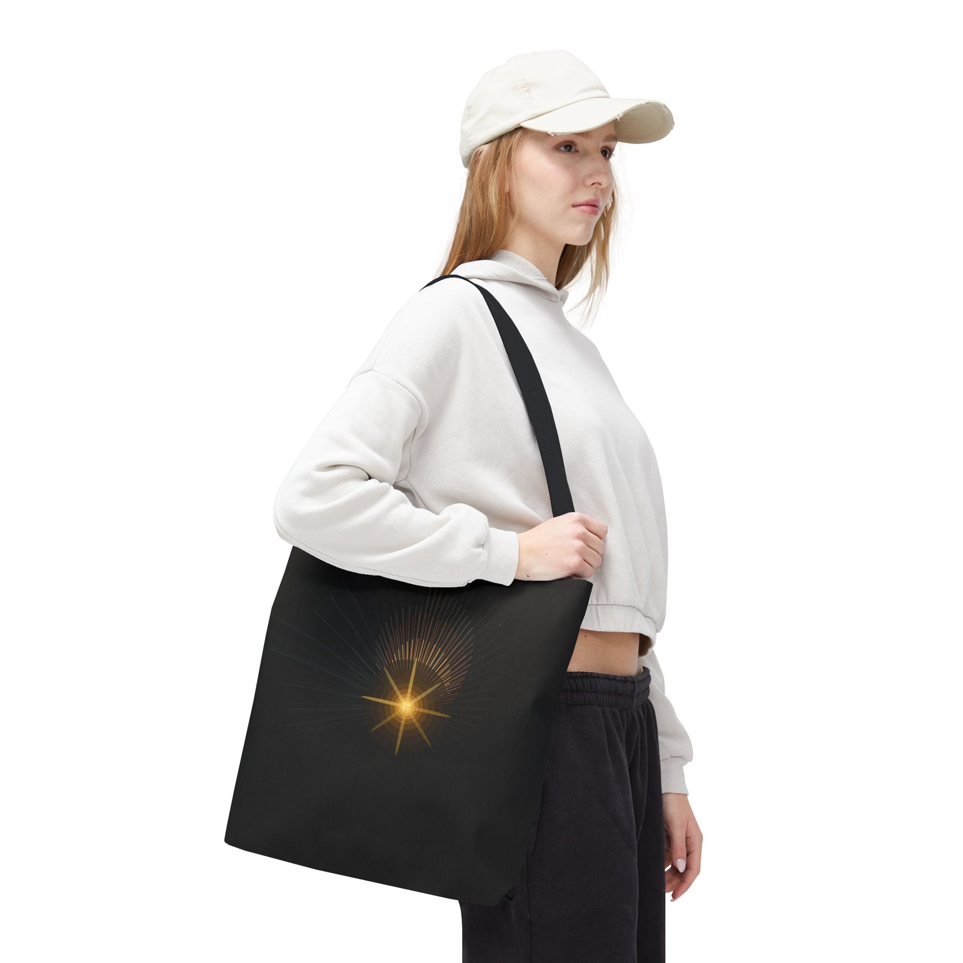 Radiant Starburst Tote Bag | Golden Light Celestial Design - TRV