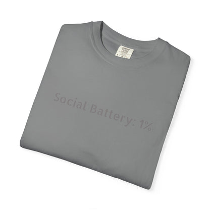 Social Battery 1% T-shirt | Introvert Funny Text Tee