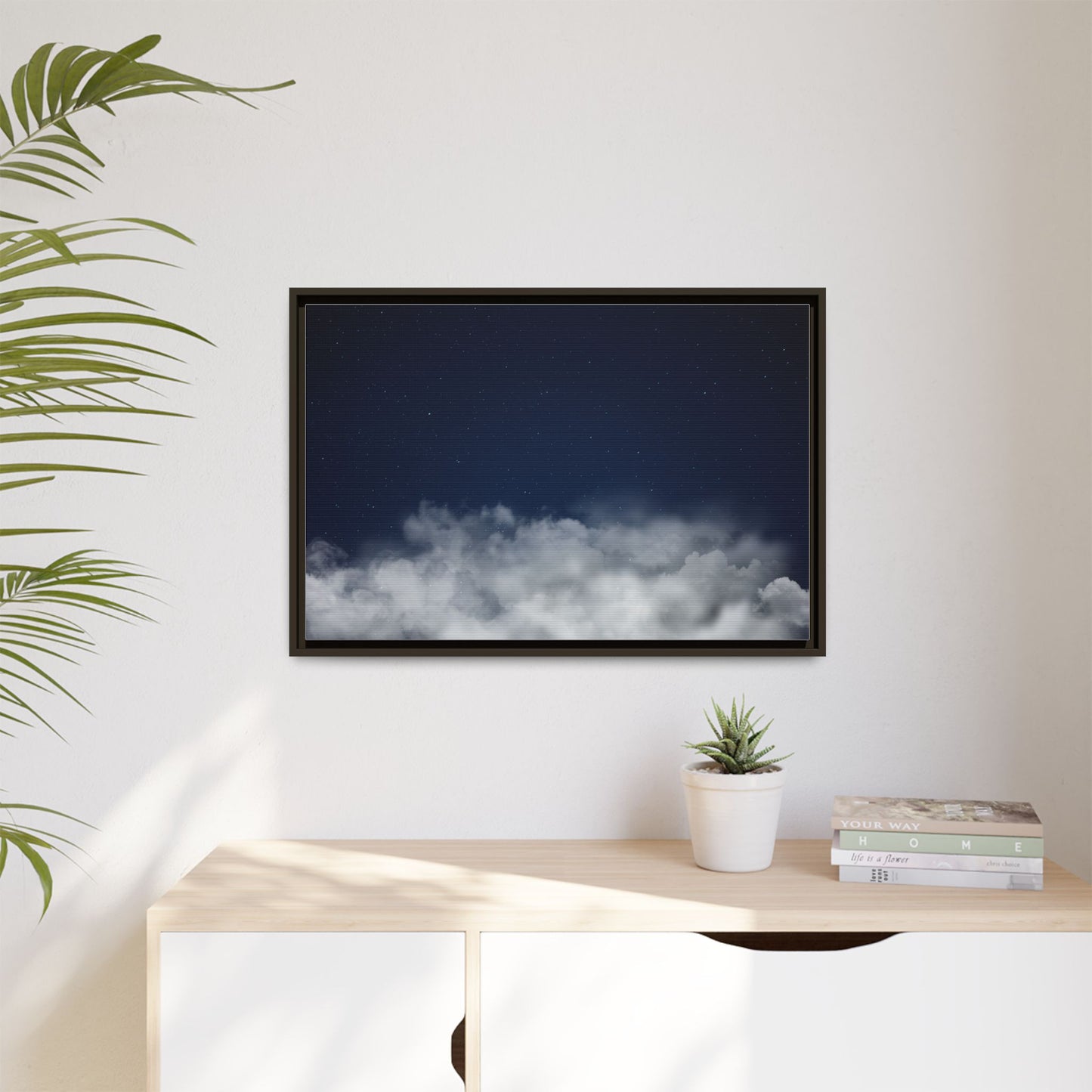 Night Sky Clouds Matte Canvas Framed | Starry Wall Art - TRV