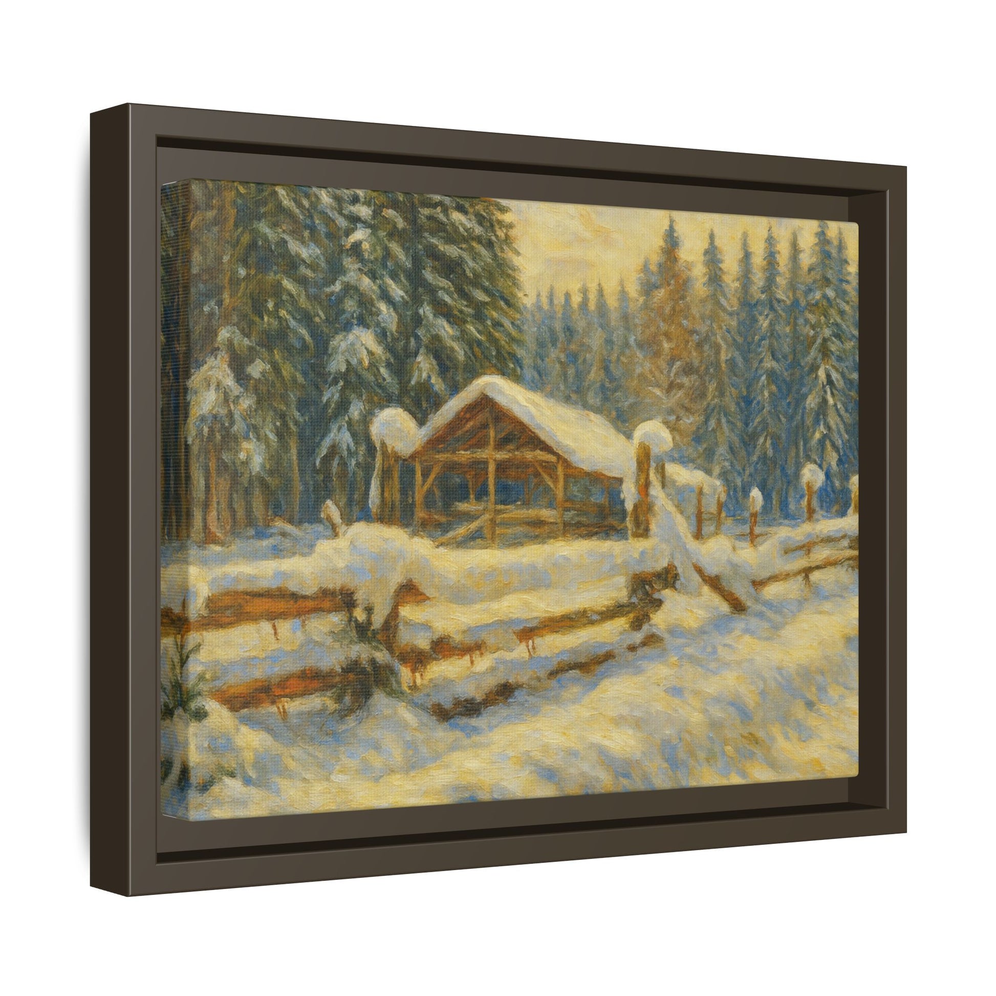 Winter Landscape Framed Canvas Art | Cozy Home Decor | Wall Art for Living Room, Bedroom, Holiday Gift, Rustic Vibes, Art Print - TRV