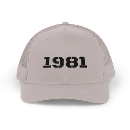 Retro Snapback Trucker Cap with 1981 Design, Vintage Style Cap, Birthday Gift, Casual Hat, Customizable Hat - TRV