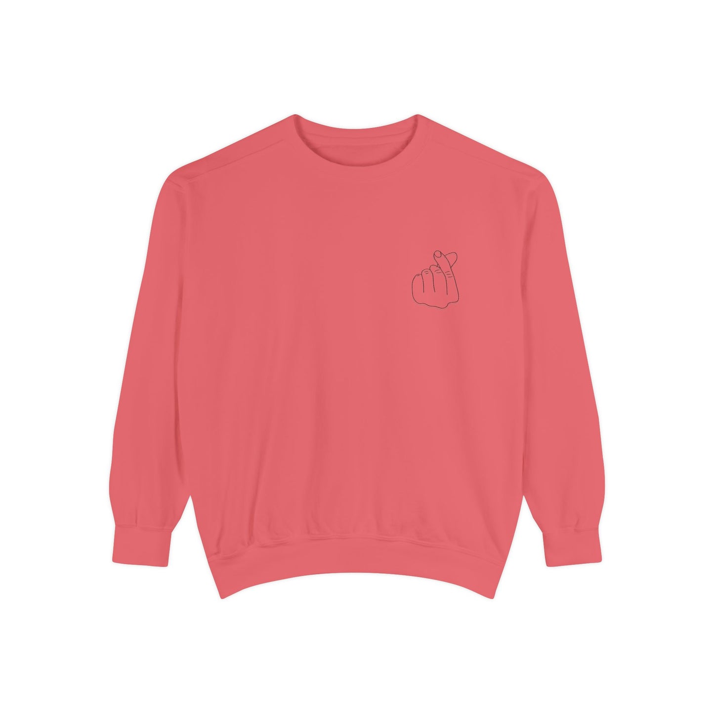 Minimalist Peace Hand Sweatshirt — Small Chest Line Art Crewneck