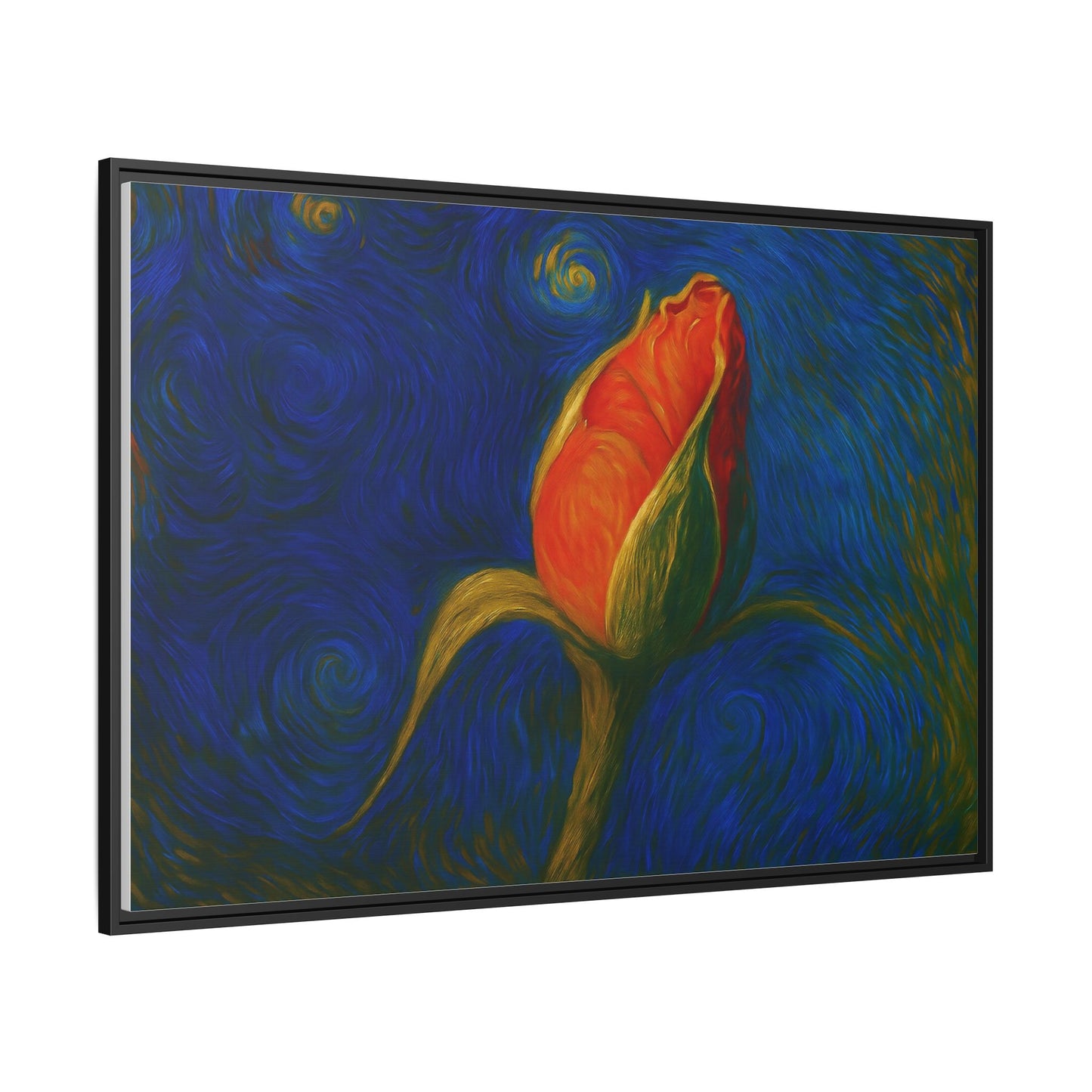 Red Rose Bud Painting Canvas Framed | Matte Wall Art - TRV