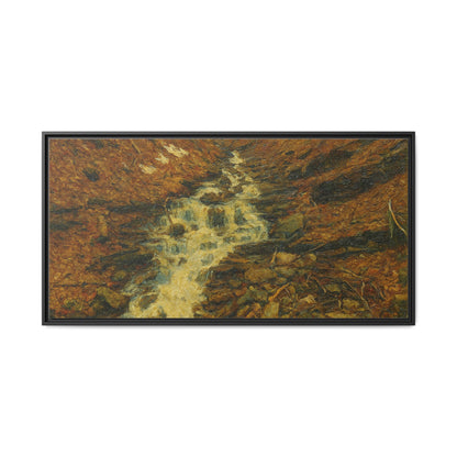 Serene Abstract Nature Canvas Art, Framed Wall Decor, Rustic Home Accent, Earthy Tone Artwork, Tranquil River Scene - TRV