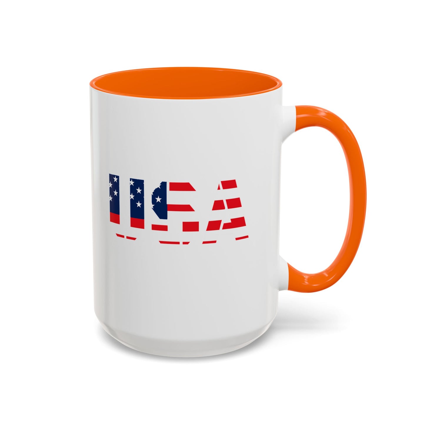 USA Flag Accent Coffee Mug — Patriotic 11/15oz Ceramic Coffee Cup