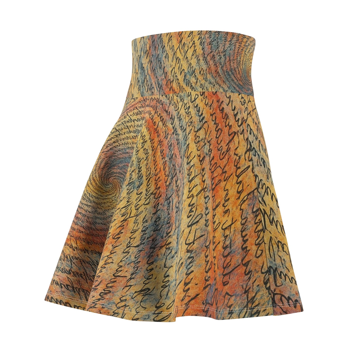 Bohemian Women's Skater Skirt (AOP) - Vibrant Spiral Pattern, Casual Wear, Festival Outfit, Unique Gift, Flowy Summer Skirt - TRV