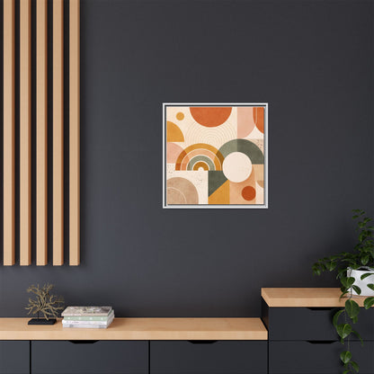 Abstract Terracotta Geometric Rainbow Matte Canvas Framed