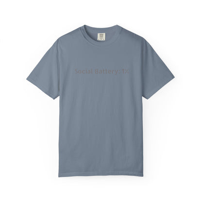 Social Battery 1% T-shirt | Introvert Funny Text Tee