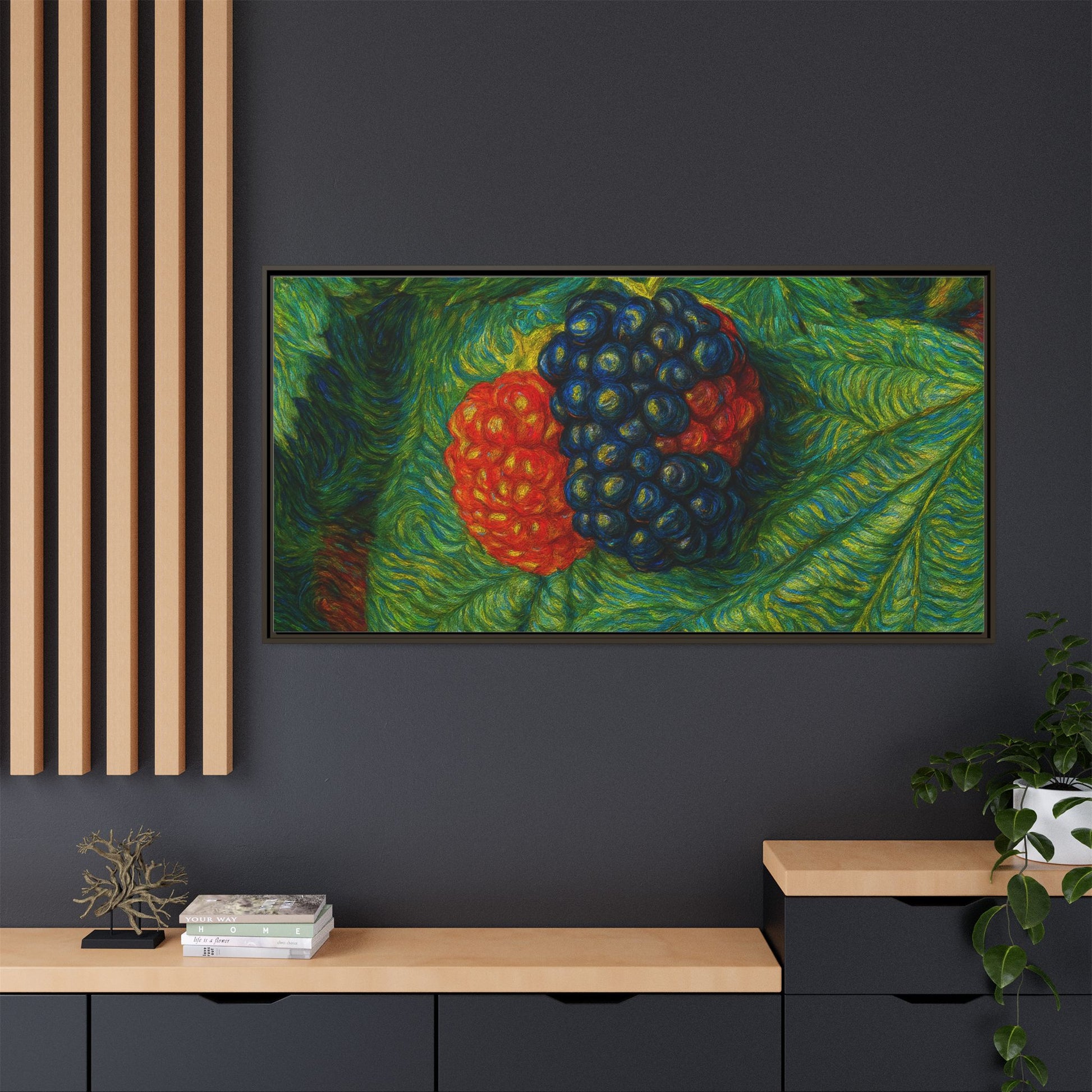 Van Gogh Style Blackberry Canvas Art, Framed Wall Decor, Botanical Print, Summer Home Decor, Gift for Garden Lovers - TRV