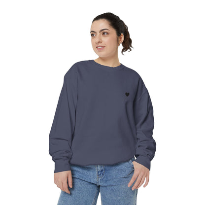 Unisex Garment-Dyed Sweatshirt with Heart Design - Cozy & Stylish