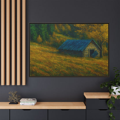 Framed Matte Canvas Print, Rustic Artwork, Farmhouse Decor, Nature Wall Art, Gift for Home, Autumn Decor, Landscape Painting