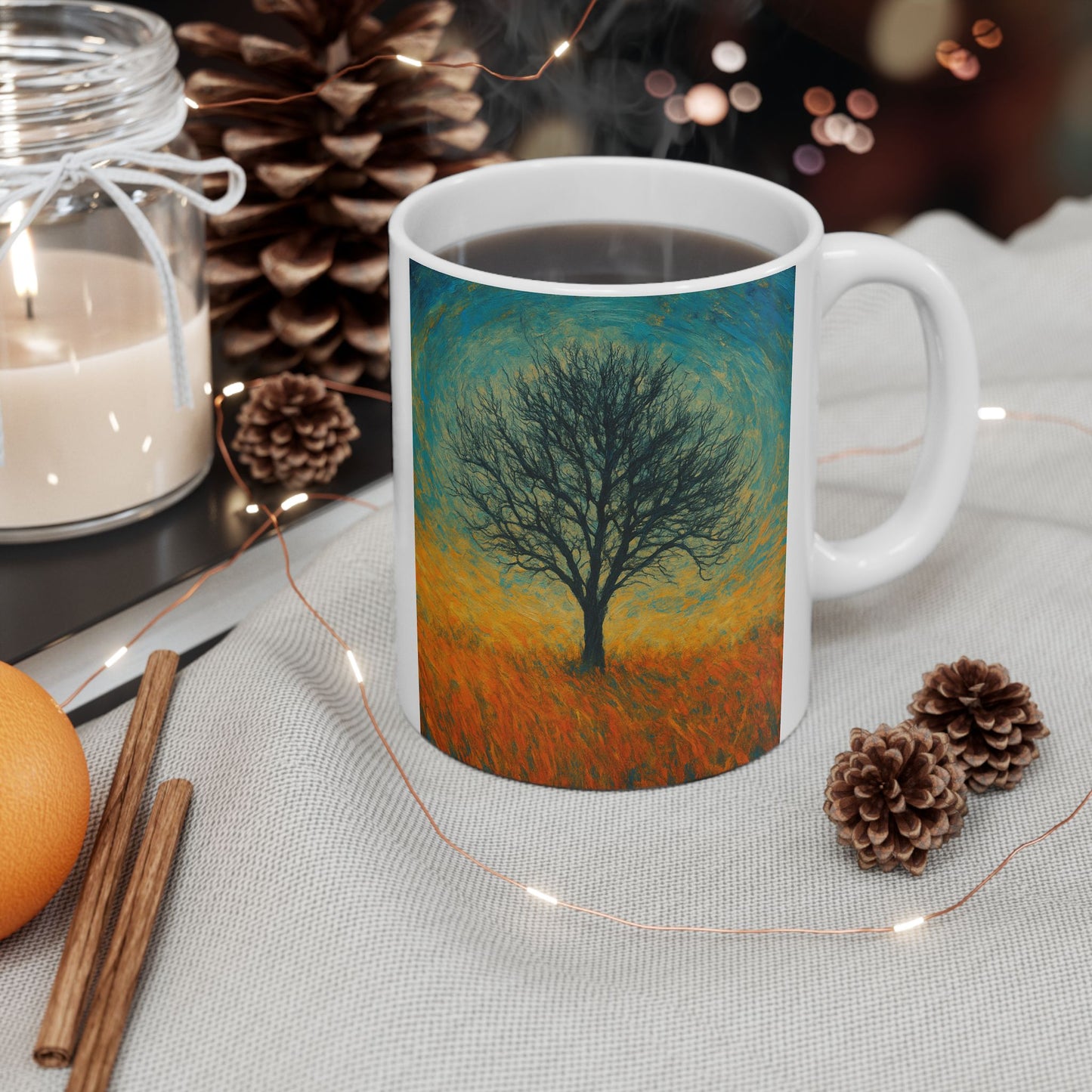 Vibrant Ceramic Mug - Sunset Mountain Design, Coffee Cup, Gift for Nature Lovers, Home Decor, Tea Mug, Unique Art Mug - TRV