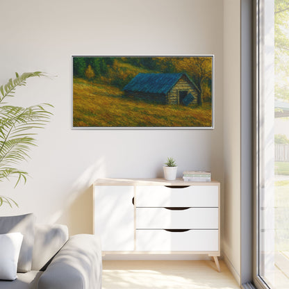 Framed Matte Canvas Print, Rustic Artwork, Farmhouse Decor, Nature Wall Art, Gift for Home, Autumn Decor, Landscape Painting