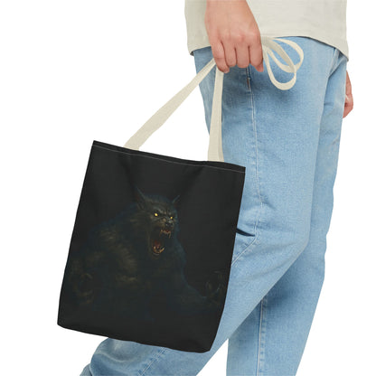 Fierce Werewolf Tote Bag, Halloween Accessories, Dark Art Tote, Animal Lover Gift, Geeky Shopping Bag - TRV