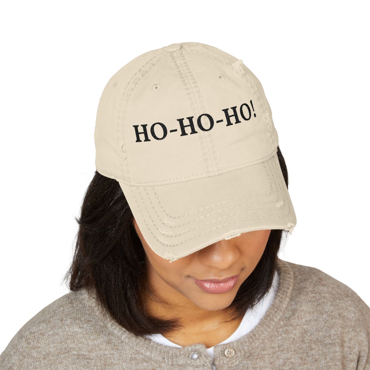 HO-HO-HO Dad Hat | Distressed Embroidered Baseball Cap - TRV
