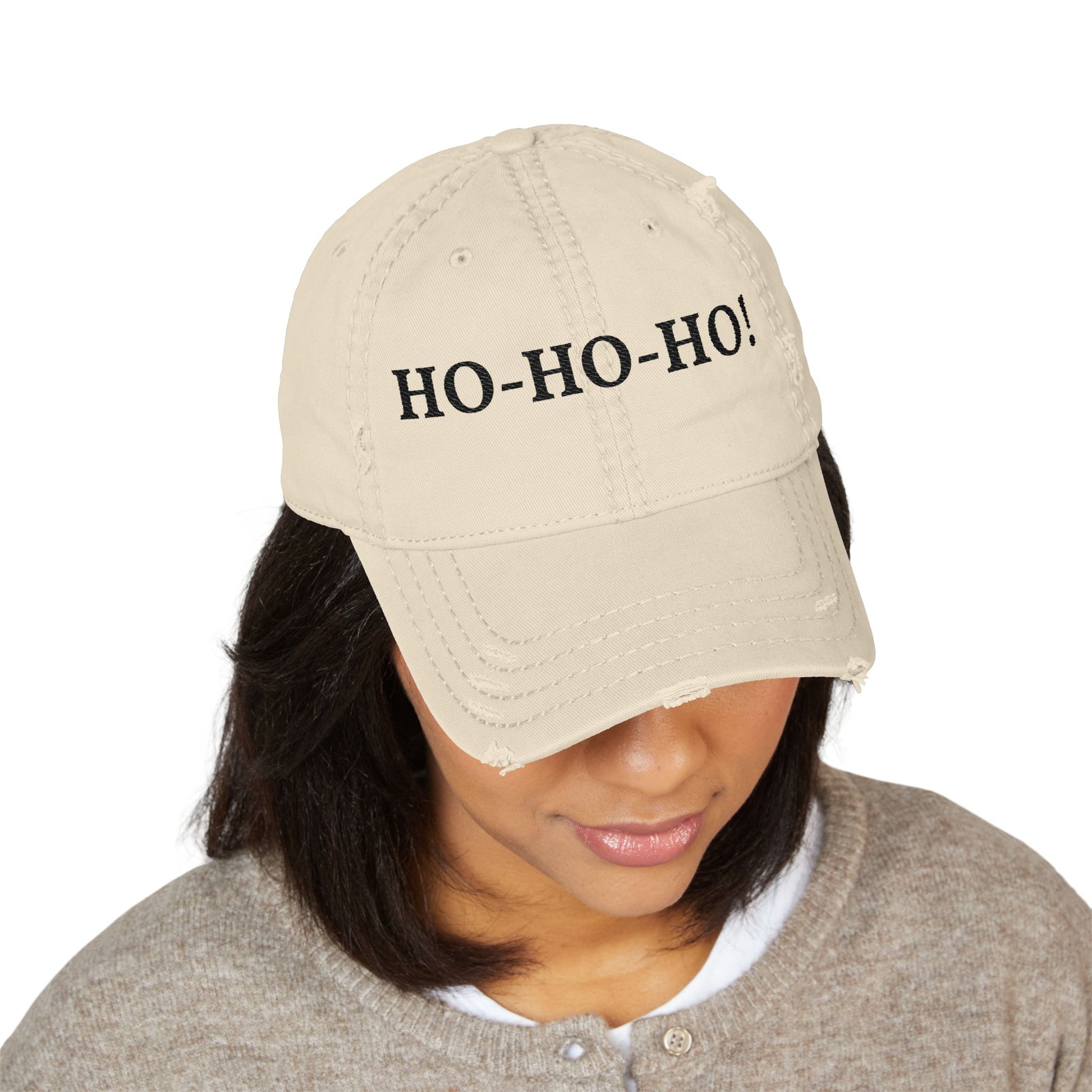 HO-HO-HO Dad Hat | Distressed Embroidered Baseball Cap - TRV