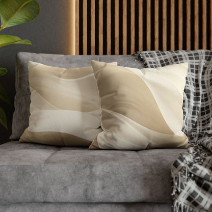 Beige Abstract Wave Pillowcase | Faux Suede Square Pillow Cover