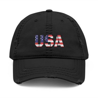 Embroidered Distressed Dad Hat, Vintage Style USA Casual Cap, Unisex Gift for Dad, USA Pride Hat for Holidays - TRV