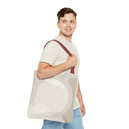 Neutral Abstract Circle Pattern Tote Bag | Minimal Beige AOP Canvas