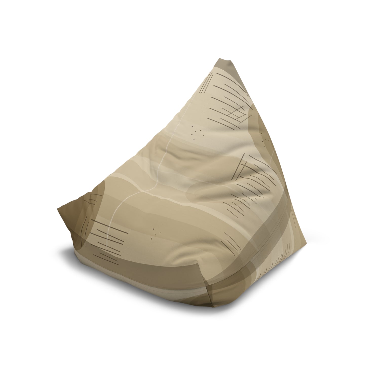 Abstract Neutral Tan Geometric Bean Bag Chair Cover | Modern Desert Tones - TRV