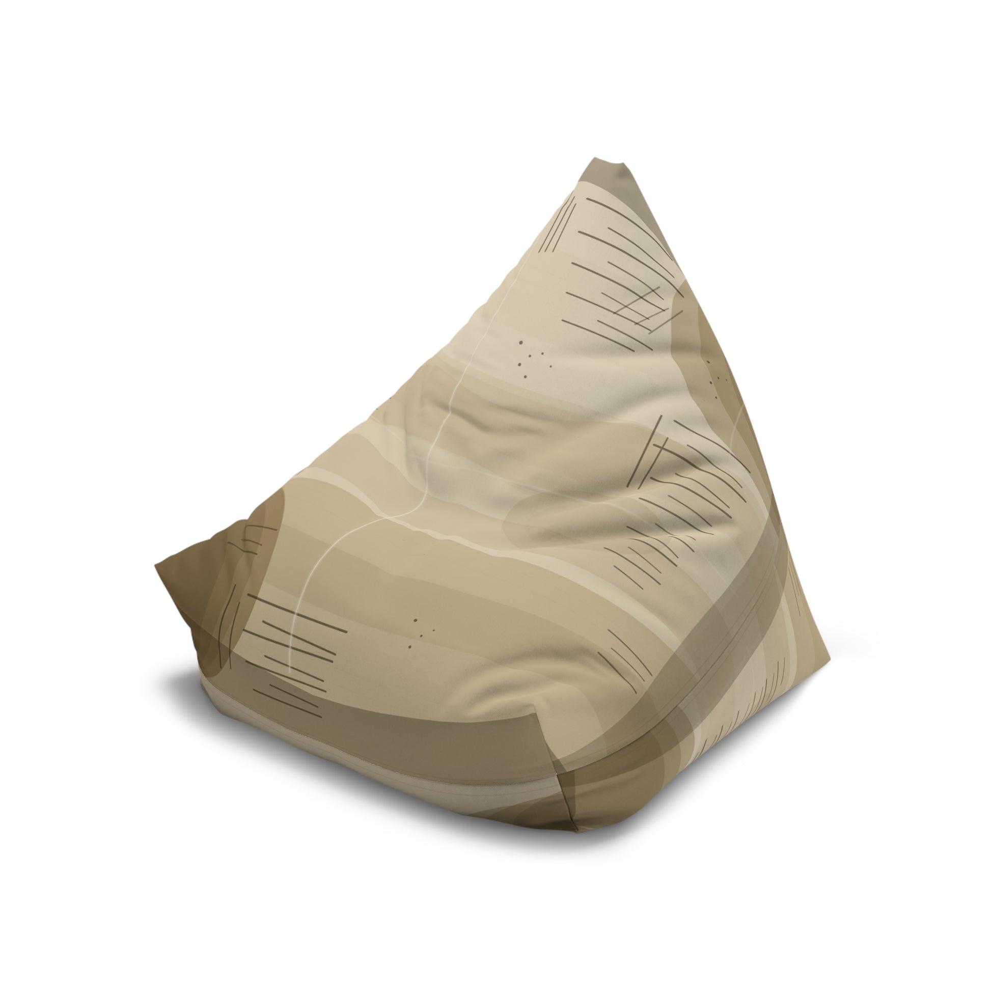 Abstract Neutral Tan Geometric Bean Bag Chair Cover | Modern Desert Tones - TRV