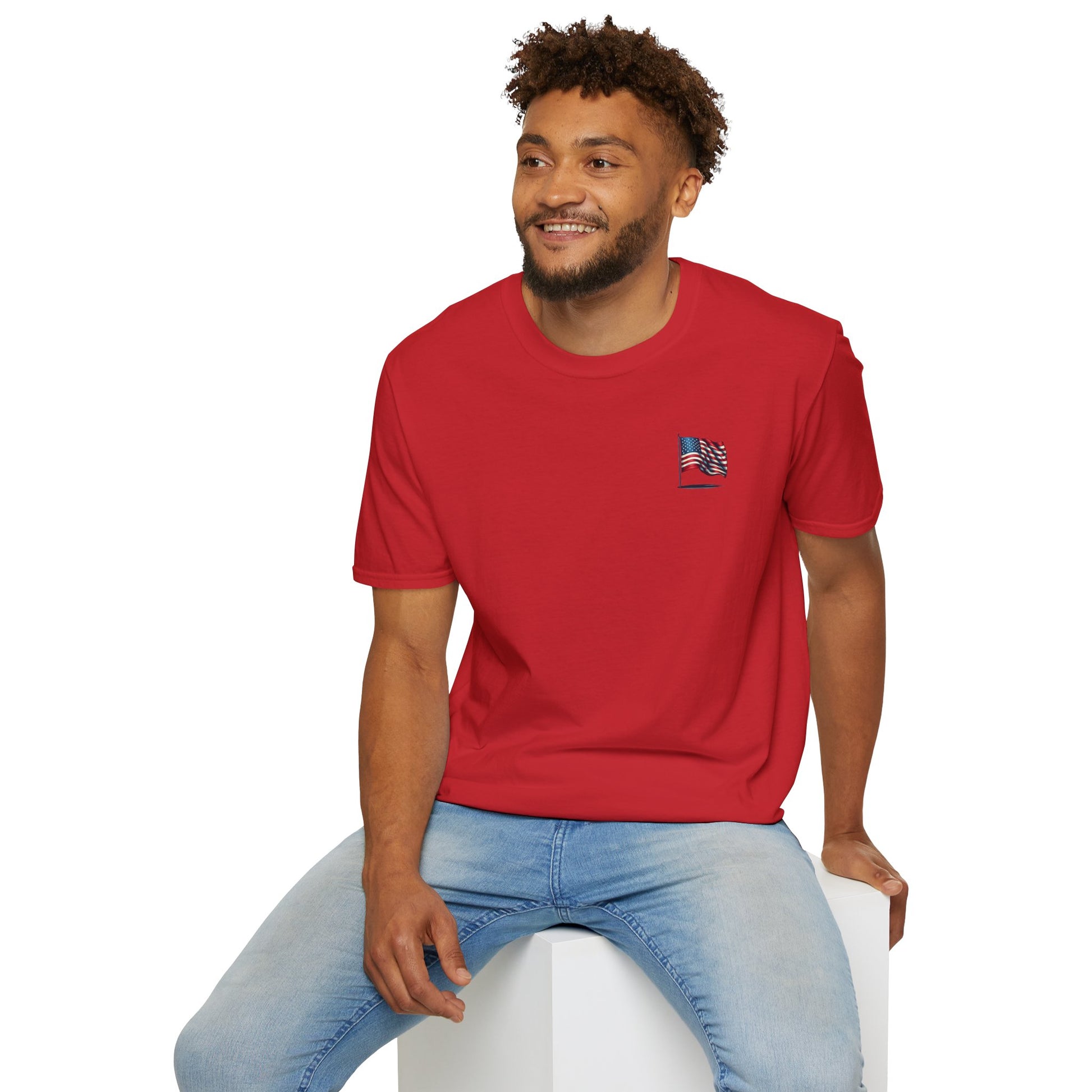 Patriotic Unisex Softstyle T-Shirt, American Flag Tee, USA Pride Shirt, Perfect for Independence Day, Casual Wear - TRV