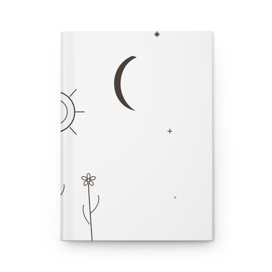 Minimal Moon and Sun Doodle Hardcover Journal | Matte Notebook
