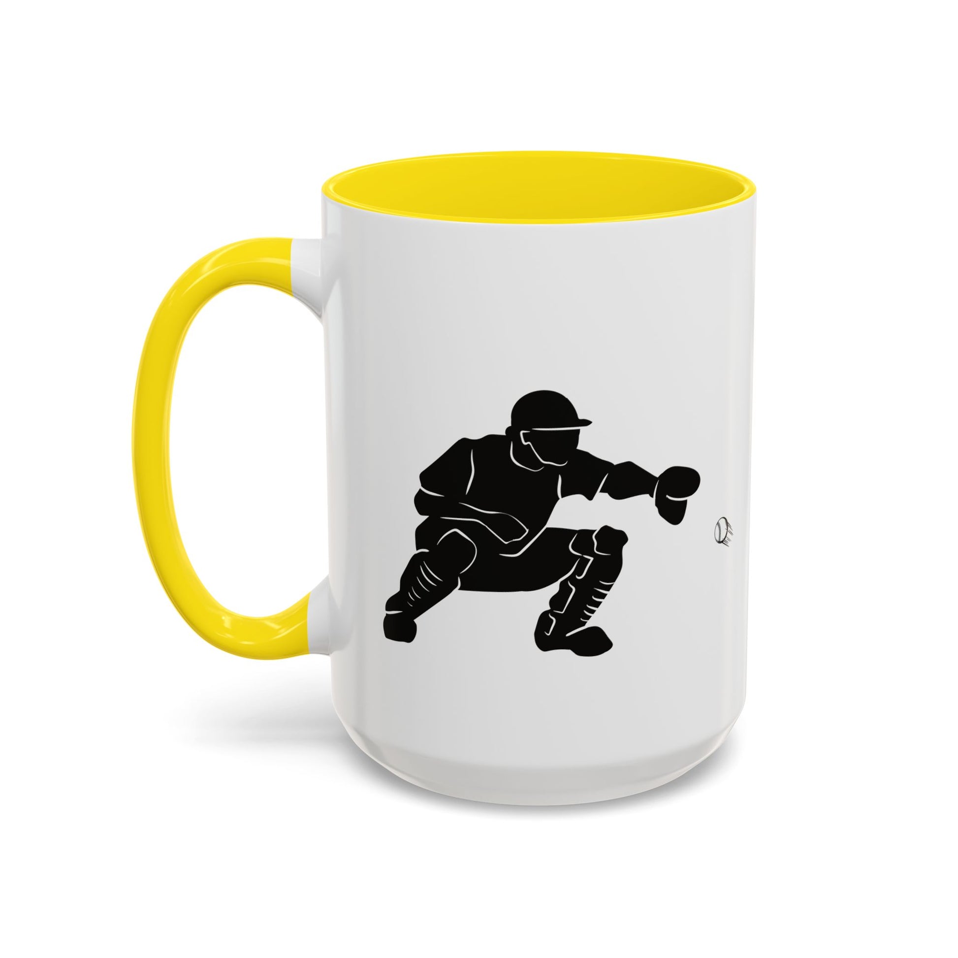 Baseball Catcher Coffee Mug, Sports Gift for Coaches, Black Accent Mug for Fans, Perfect for Birthdays & Celebrations, Unique Cup - TRV