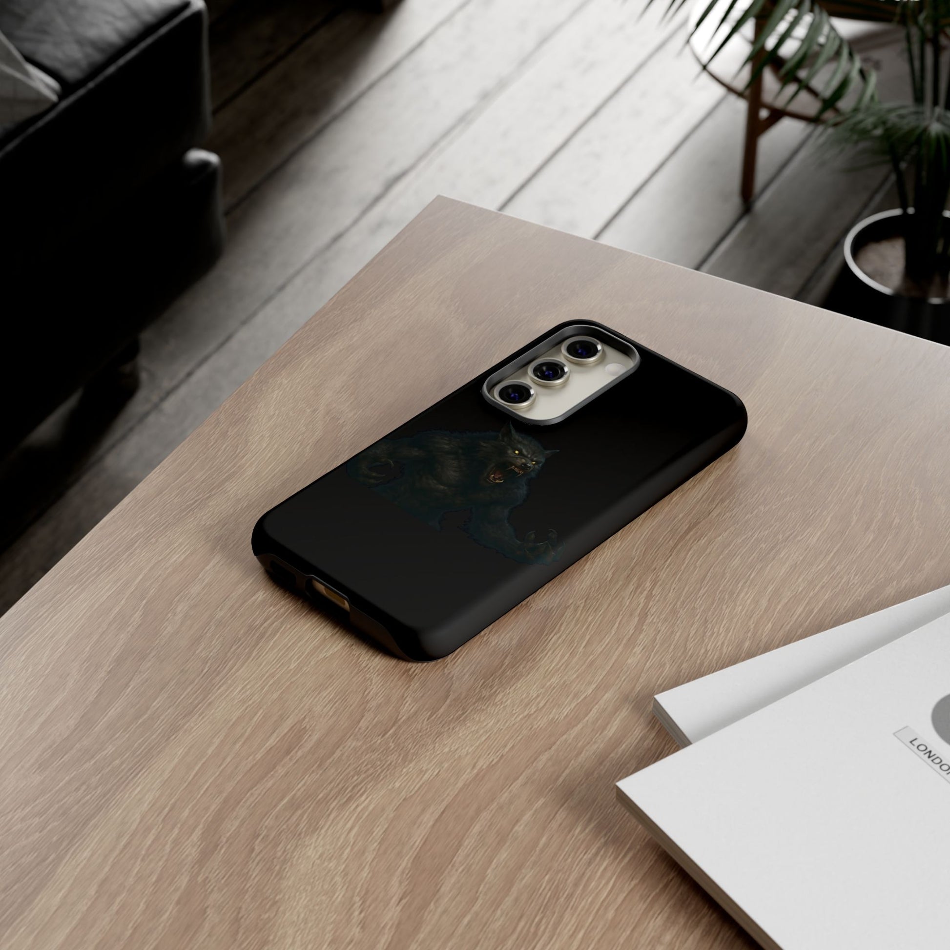 Werewolf Phone Case, Tough Cases, Black Panther Design, Gift for Animal Lovers, Phone Accessories, Fierce Phone Protection - TRV