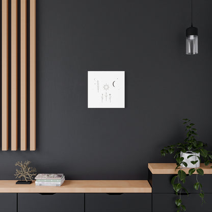 Minimal Sun Moon Botanical Canvas | Stretched Matte Wall Art