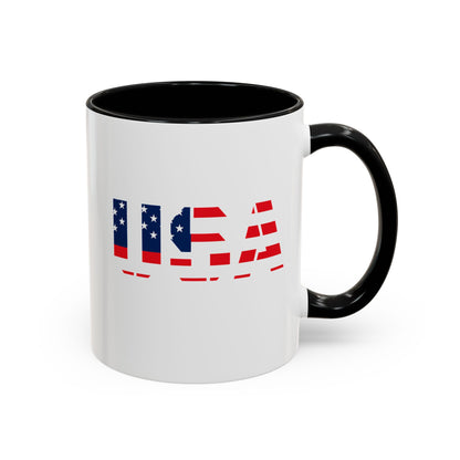 USA Flag Accent Coffee Mug — Patriotic 11/15oz Ceramic Coffee Cup