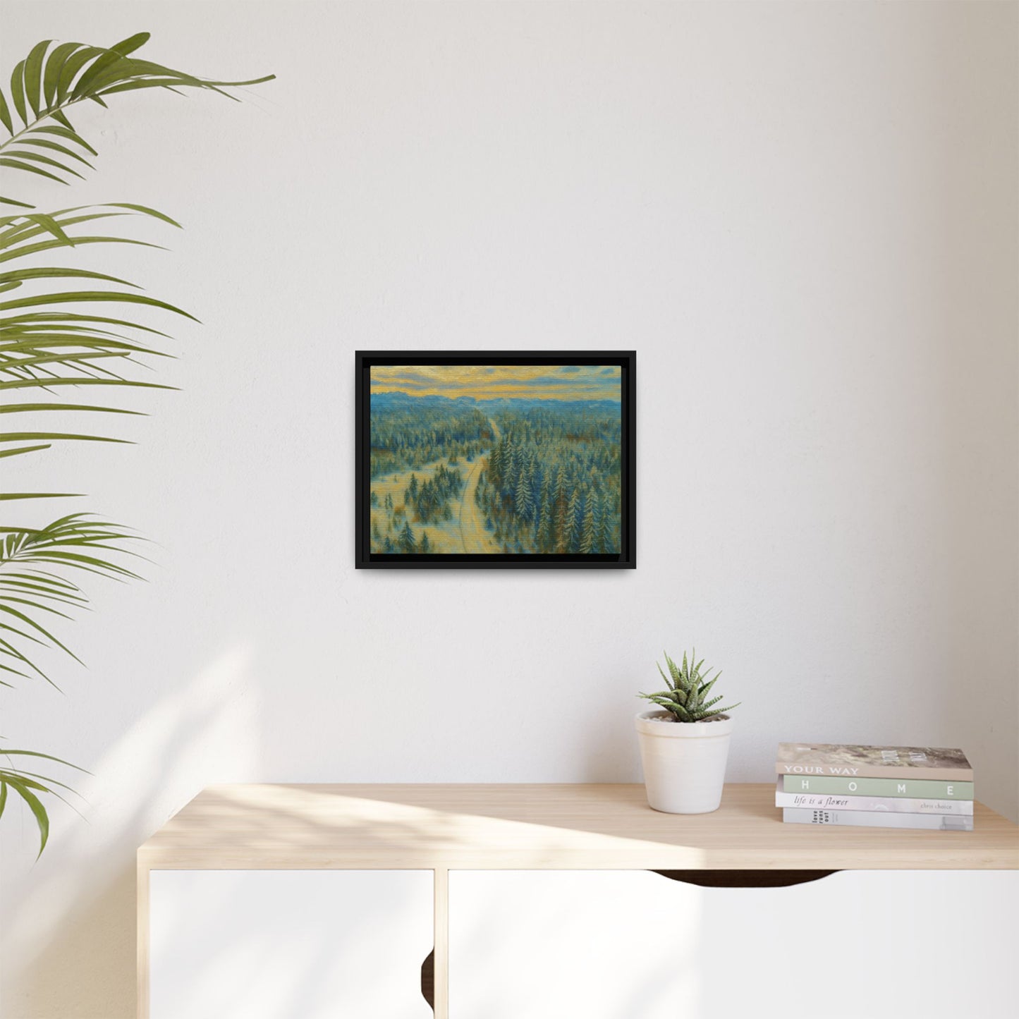 Framed Matte Canvas Art Print, Tranquil Forest Landscape, Home Decor for Nature Lovers, Wall Art for Living Room, Gift for Art Enthusiasts - TRV