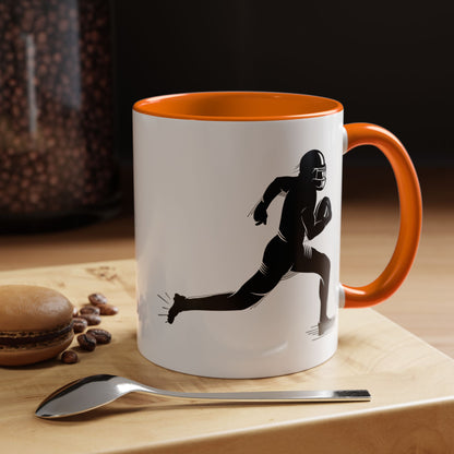 Football Player Themed Accent Coffee Mug, Sports Fan Gift, Unique Mug for Athletes, Coffee Lover, Game Day Essential - TRV