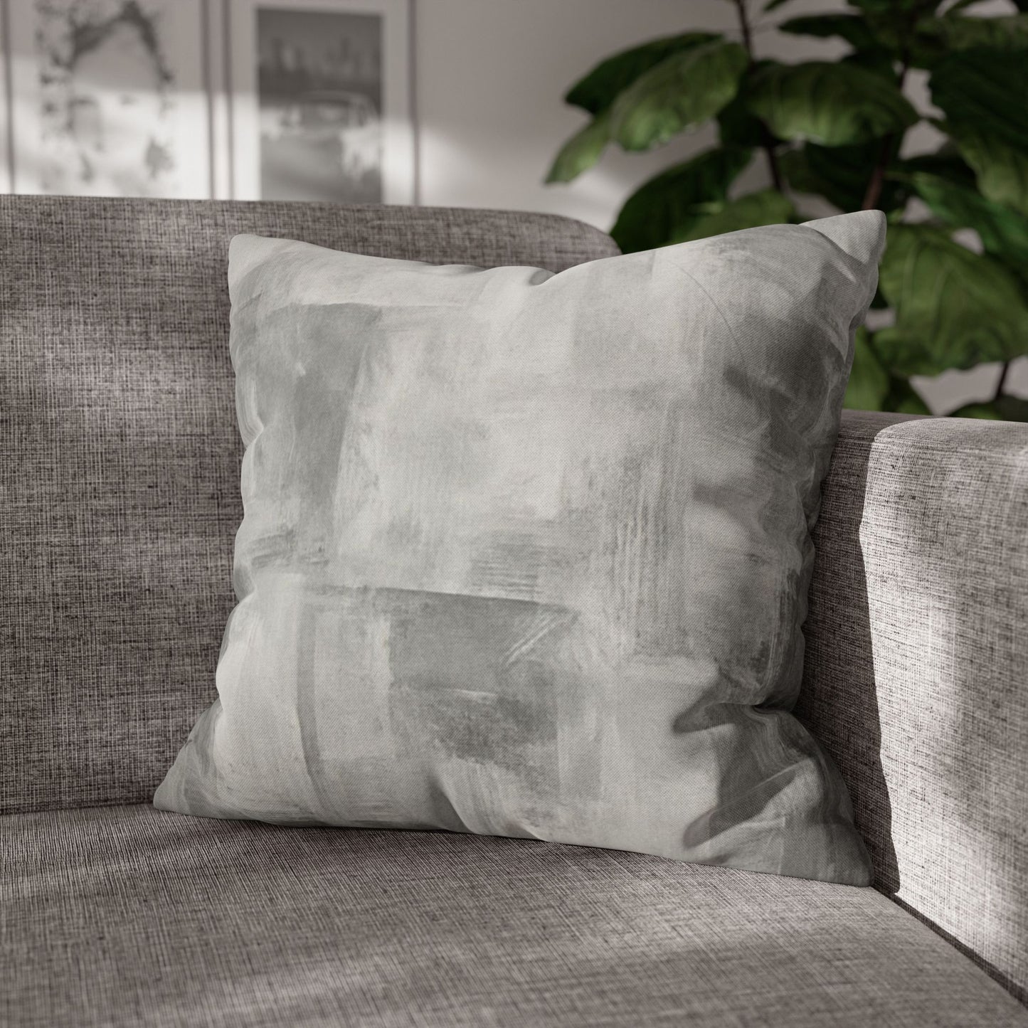 Watercolor Gray Decorative Pillowcase — Spun Polyester Square Throw Pillow Cover