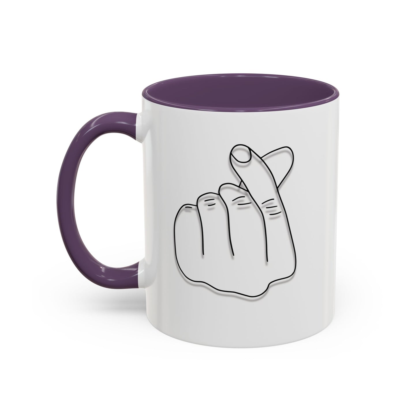 K-Pop Accent Mug - Love Gesture Design (11oz, 15oz), Korean Pop Coffee Cup, K-Pop Lover Gift, Cute Drinkware, Unique Mug