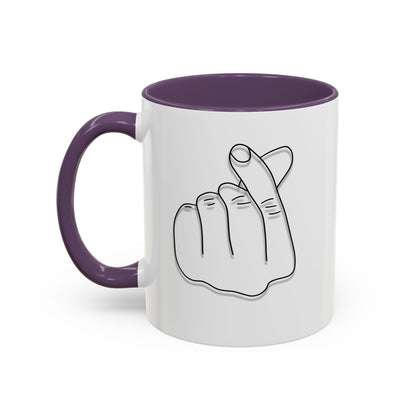 K-Pop Accent Mug - Love Gesture Design (11oz, 15oz), Korean Pop Coffee Cup, K-Pop Lover Gift, Cute Drinkware, Unique Mug