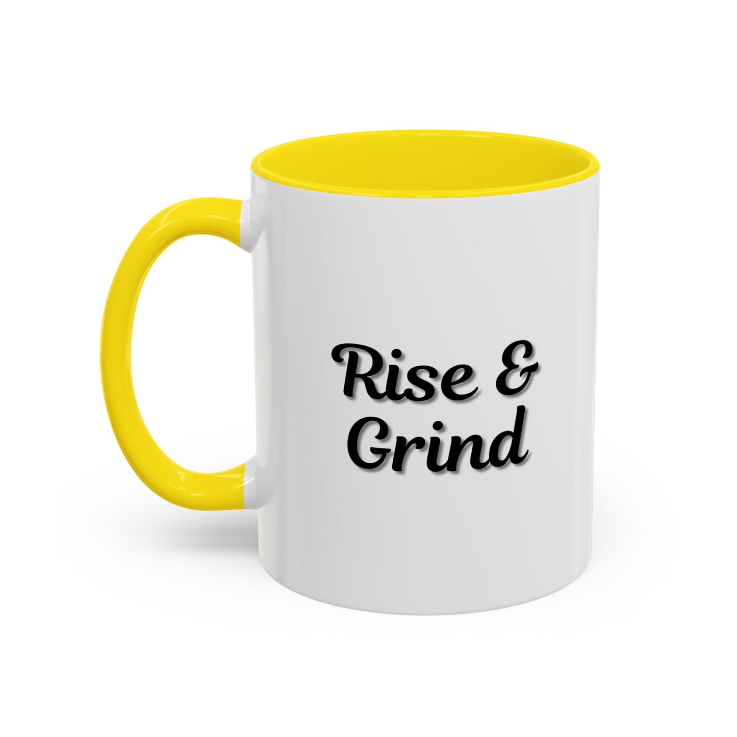 Motivational Rise & Grind Coffee Mug, Black Accent Mug, Daily Inspiration, Gift for Coffee Lovers, 11oz 15oz Ceramic Cup